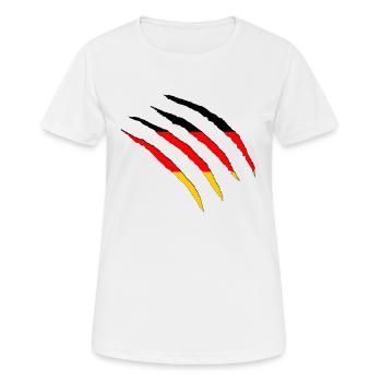 Deutschland Risse Flagge Germany - Frauen T-Shirt atmungsaktiv - Weiß - Vorne - AI Model Female 172 dark (172cm)