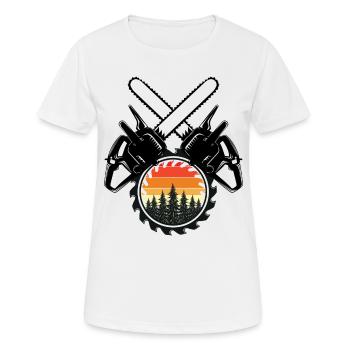Tronçonneuse Axe Forester Bûcheron Scie Chaîne - T-shirt respirant Femme - blanc - Devant - AI Model Female 172 dark (172cm)