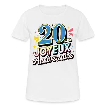 20 ans joyeux anniversaire - T-shirt respirant Femme - blanc - Devant - AI Model Female 172 dark (172cm)