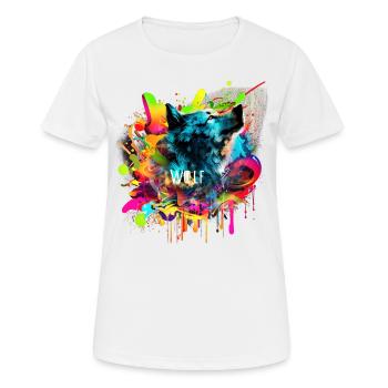 Wolf - Frauen T-Shirt atmungsaktiv - Weiß - Vorne - AI Model Female 172 dark (172cm)