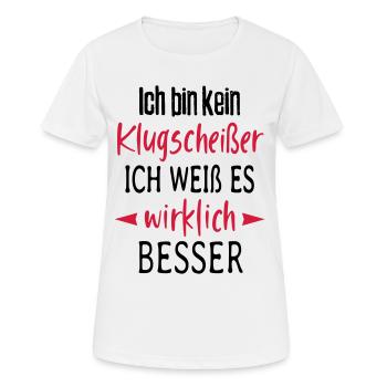Ich bin kein Klugscheißer Besserwisser Sprüche - Frauen T-Shirt atmungsaktiv - Weiß - Vorne - AI Model Female 172 dark (172cm)