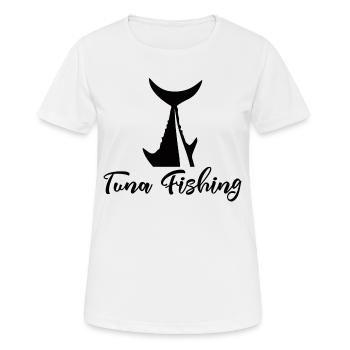 Angler - Angelsport - Thunfisch - Geschenk - Frauen T-Shirt atmungsaktiv - Weiß - Vorne - AI Model Female 172 dark (172cm)