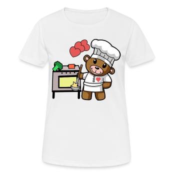 Teddybär Koch kochen Kochkunst Restaurant Küche - Frauen T-Shirt atmungsaktiv - Weiß - Vorne - AI Model Female 172 dark (172cm)