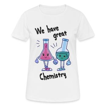 Nous avons une excellente chimie - flacons de verre amoureux - T-shirt respirant Femme - blanc - Devant - AI Model Female 172 dark (172cm)