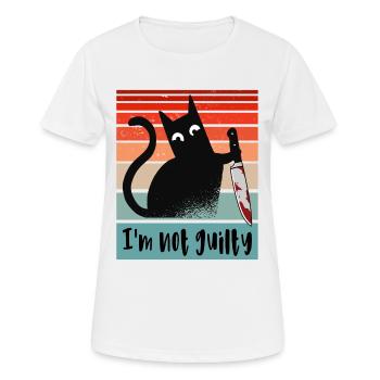 Je suis innocent, chat avec couteau ensanglanté - T-shirt respirant Femme - blanc - Devant - AI Model Female 172 dark (172cm)