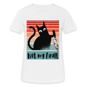 Pas ma faute, chat innocent avec un couteau - T-shirt respirant Femme - blanc - Devant - AI Model Female 172 dark (172cm)
