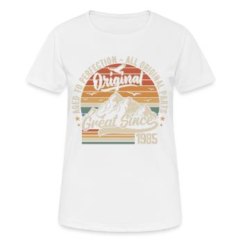 Vintage Né en 1985 | 40e Anniversaire Cadeau 1985 - T-shirt respirant Femme - blanc - Devant - AI Model Female 172 dark (172cm)