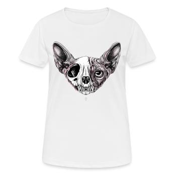 Shynx Cat Demi-crâne - T-shirt respirant Femme - blanc - Devant - AI Model Female 172 dark (172cm)