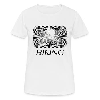 Biking - Frauen T-Shirt atmungsaktiv - Weiß - Vorne - AI Model Female 172 dark (172cm)