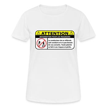 Informationen für Passagiere - Frauen T-Shirt atmungsaktiv - Weiß - Vorne - AI Model Female 172 dark (172cm)