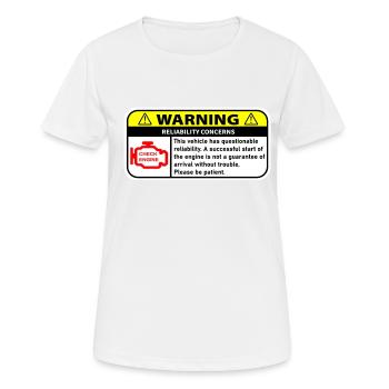 WARNUNG - Frauen T-Shirt atmungsaktiv - Weiß - Vorne - AI Model Female 172 dark (172cm)