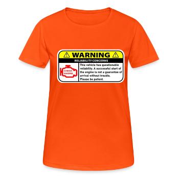 WARNING - Women's Breathable T-Shirt - neon orange - Front - AI Model Female 172 dark (172cm)