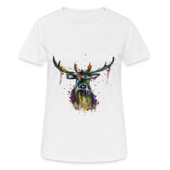Bunter Hirsch - Frauen T-Shirt atmungsaktiv - Weiß - Vorne - AI Model Female 172 dark (172cm)