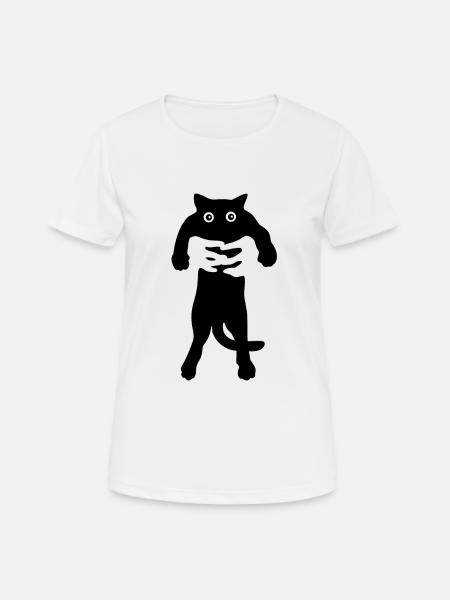 schwarze Katze - Frauen T-Shirt atmungsaktiv - Weiß