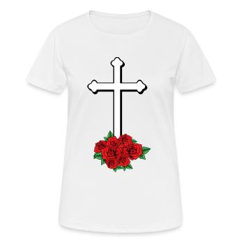 Kreuz Gott Kirche Religion Jesus Tod Beerdigung - Frauen T-Shirt atmungsaktiv - Weiß - Vorne - AI Model Female 172 dark (172cm)