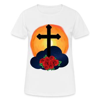 sterben Tod Kreuz Auferstehung Jenseits Jesus - Frauen T-Shirt atmungsaktiv - Weiß - Vorne - AI Model Female 172 dark (172cm)