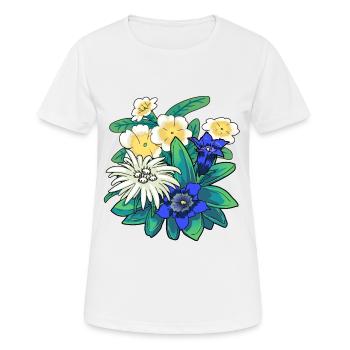 Autriche Fleurs Fleurs Montagnes Montagnes Nature Flore - T-shirt respirant Femme - blanc - Devant - AI Model Female 172 dark (172cm)