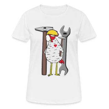 Construction de chantier de casque de sécurité de poulet d’outil de chantier - T-shirt respirant Femme - blanc - Devant - AI Model Female 172 dark (172cm)