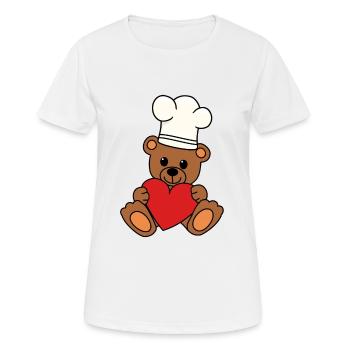 Teddy Love Heart Art culinaire Hobby Chef Chef - T-shirt respirant Femme - blanc - Devant - AI Model Female 172 dark (172cm)