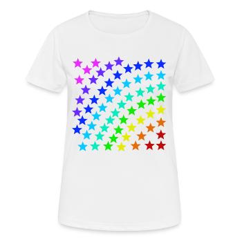 Sterne bunt Regenbogen Geschenkidee - Frauen T-Shirt atmungsaktiv - Weiß - Vorne - AI Model Female 172 dark (172cm)