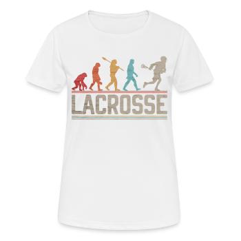 Lacrosse Evolution Vintage relax Bro LAX Funny - Frauen T-Shirt atmungsaktiv - Weiß - Vorne - AI Model Female 172 dark (172cm)