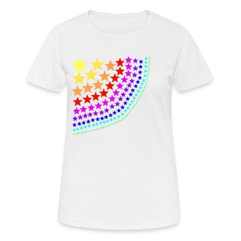 Sterne bunt Regenbogen Geschenkidee - Frauen T-Shirt atmungsaktiv - Weiß - Vorne - AI Model Female 172 dark (172cm)