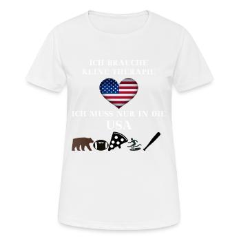 USA Therapie lustig witzig Geschenkidee Amerika - Frauen T-Shirt atmungsaktiv - Weiß - Vorne - AI Model Female 172 dark (172cm)