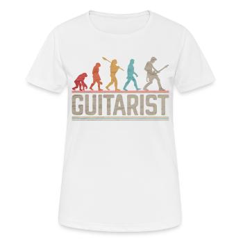 Evolution der Rockmusik des Gitarristen oder Bassisten - Frauen T-Shirt atmungsaktiv - Weiß - Vorne - AI Model Female 172 dark (172cm)