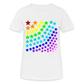 Regenbogen Sterne Geschenkidee bunt - Frauen T-Shirt atmungsaktiv - Weiß - Vorne - AI Model Female 172 dark (172cm)