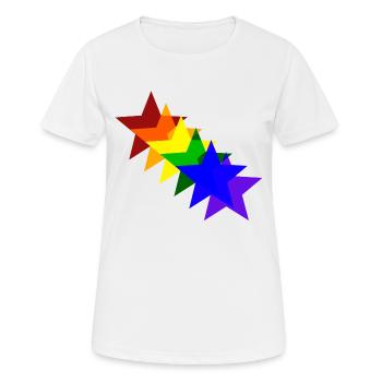 Bunte Sterne Regenbogen Geschenkidee - Frauen T-Shirt atmungsaktiv - Weiß - Vorne - AI Model Female 172 dark (172cm)