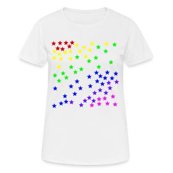Regenbogen Sterne bunt Geschenkidee - Frauen T-Shirt atmungsaktiv - Weiß - Vorne - AI Model Female 172 dark (172cm)