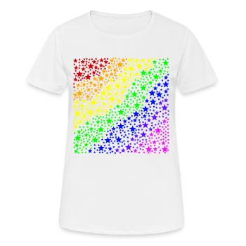 Sterne Regenbogen queer Geschenkidee LGBT LGBTQ+ - Frauen T-Shirt atmungsaktiv - Weiß - Vorne - AI Model Female 172 dark (172cm)