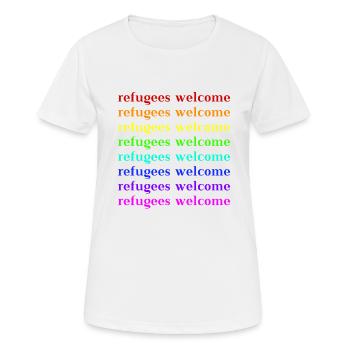 Idée cadeau de bienvenue pour les réfugiés - T-shirt respirant Femme - blanc - Devant - AI Model Female 172 dark (172cm)