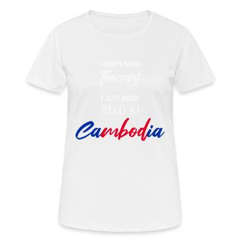 Cambodge Idée Cadeau Cambodge Citation Voyage - T-shirt respirant Femme - blanc - Devant - AI Model Female 172 dark (172cm)
