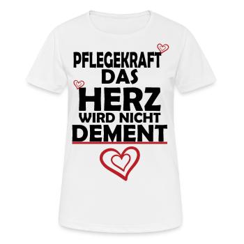 Pflegekraft Das Herz wird nicht Dement! - Frauen T-Shirt atmungsaktiv - Weiß - Vorne - AI Model Female 172 dark (172cm)