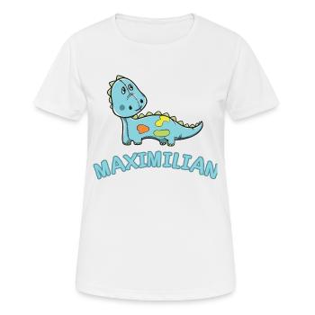 Dinosaur funny child Maximilian gift birth - Women's Breathable T-Shirt - white - Front - AI Model Female 172 dark (172cm)
