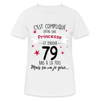 Princesse 79 ans Cadeau Anniversaire Mamie - T-shirt respirant Femme - blanc - Devant - AI Model Female 172 dark (172cm)