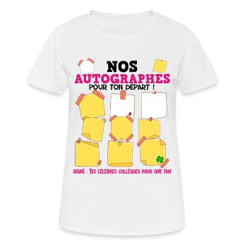 Signature Collègues Pour le départ - T-shirt respirant Femme - blanc - Devant - AI Model Female 172 dark (172cm)