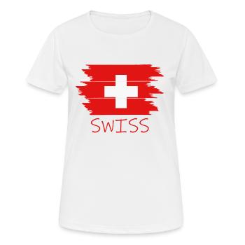 Swiss Schweiz Switzerland - Frauen T-Shirt atmungsaktiv - Weiß - Vorne - AI Model Female 172 dark (172cm)