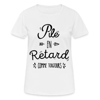 Pile en retard - T-shirt respirant Femme - blanc - Devant - AI Model Female 172 dark (172cm)