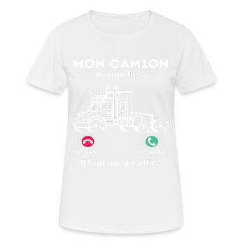 Mon camion m' appelle humour routier routière - T-shirt respirant Femme - blanc - Devant - AI Model Female 172 dark (172cm)
