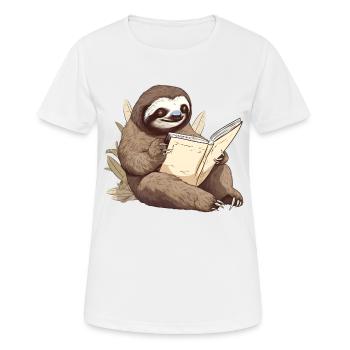 Reading sloth reading a book - Women's Breathable T-Shirt - white - Front - AI Model Female 172 dark (172cm)