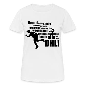 DHL Funshirt - Frauen T-Shirt atmungsaktiv - Weiß - Vorne - AI Model Female 172 dark (172cm)