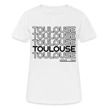 Toulouse Frankreich Typografie - Frauen T-Shirt atmungsaktiv - Weiß - Vorne - AI Model Female 172 dark (172cm)