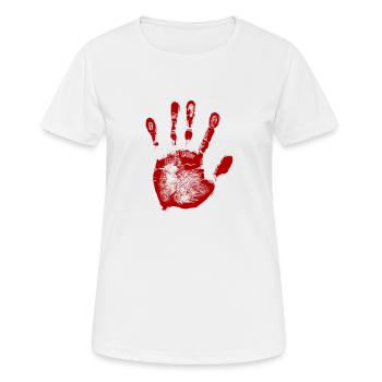La main ensanglantée. Cadeau - T-shirt respirant Femme - blanc - Devant - AI Model Female 172 dark (172cm)