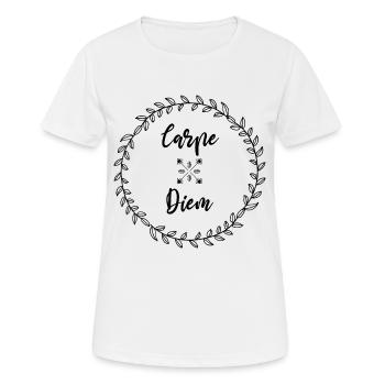 Carpe Diem, tagsüber leben, Hippie, Zen - Frauen T-Shirt atmungsaktiv - Weiß - Vorne - AI Model Female 172 dark (172cm)