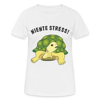 niente stress - Frauen T-Shirt atmungsaktiv - Weiß - Vorne - AI Model Female 172 dark (172cm)