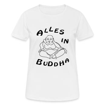 alles in buddha - Frauen T-Shirt atmungsaktiv - Weiß - Vorne - AI Model Female 172 dark (172cm)