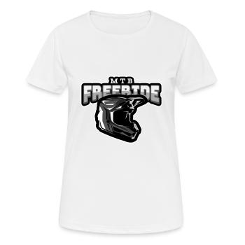 mtb mountain bike freeride with helmet - Women's Breathable T-Shirt - white - Front - AI Model Female 172 dark (172cm)