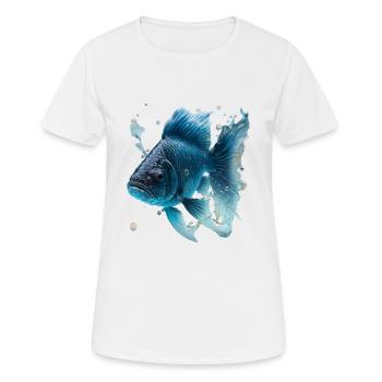 Realistischer Fisch aus Wasser - Frauen T-Shirt atmungsaktiv - Weiß - Vorne - AI Model Female 172 dark (172cm)